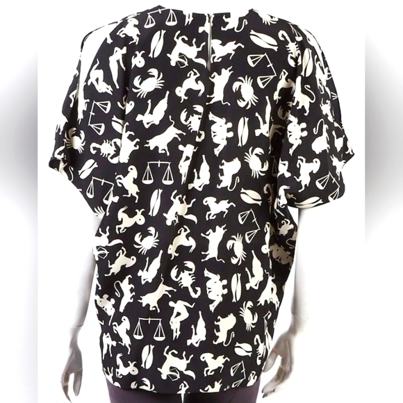 Saint Laurent Black Silk Zodiac Print Blouse